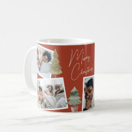 Boho Terracotta Multi Foto Weihnachtsbaum Kaffeetasse