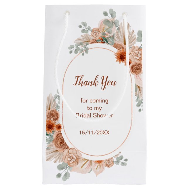 Boho Terracotta Pampas Grass Brautparty Kleine Geschenktüte (Vorderseite)