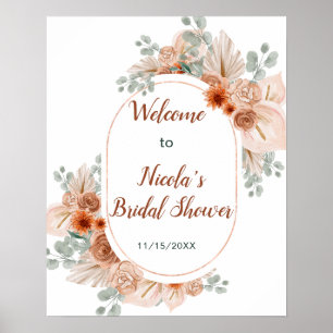 Boho Terracotta Pampas Grass Brautparty Poster