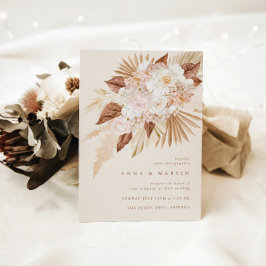 Boho Terracotta Pampas Grass Elegante Hochzeit Einladung