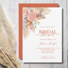 Boho Terracotta Pampas Grass Floral Brautparty Einladung