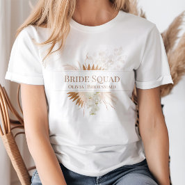 Boho Terracotta Pampas Grass Orchid Bride Squad T-Shirt