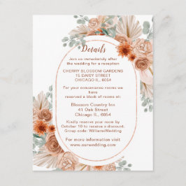 Boho Terracotta Pampas Grass Wedding Details Begleitkarte