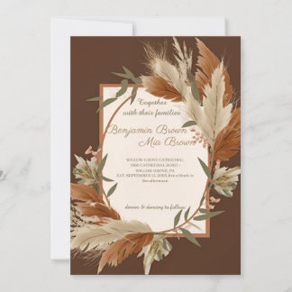Boho Terracotta Pampas Grass Wedding Einladung
