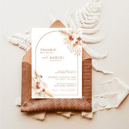 Boho Terracotta Pampas Grass Wedding Einladung