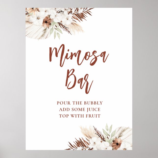 Boho terracotta pampas mimosa Bar Poster (Vorne)