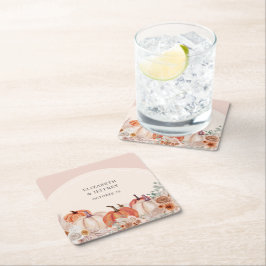 Boho Terracotta Pampas Pumpkins Hochzeit im Herbst Rechteckiger Pappuntersetzer