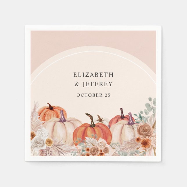 Boho Terracotta Pampas Pumpkins Hochzeit im Herbst Serviette (Vorderseite)
