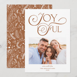 Boho Terracotta Pattern Joyful Christmas Foto Feiertagskarte