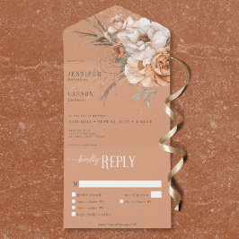 Boho Terracotta Peach & Cream All In One Einladung