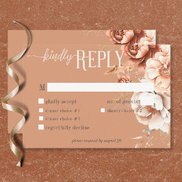 Boho Terracotta Peach & Cream RSVP Karte