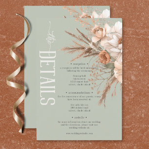 Boho Terracotta Peach & Creme Grüne Details Begleitkarte