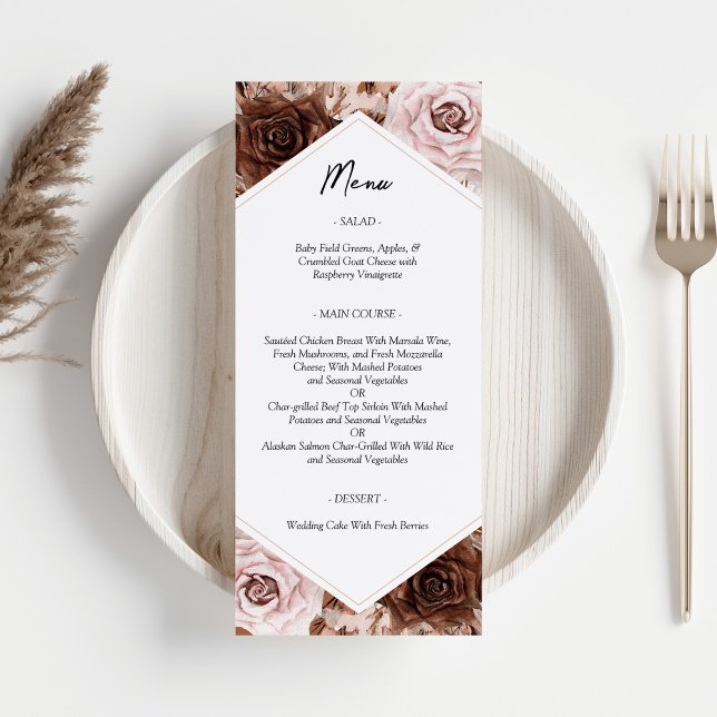 Boho Terracotta Printable Floral Wedding Menu Card Einladung (Von Creator hochgeladen)