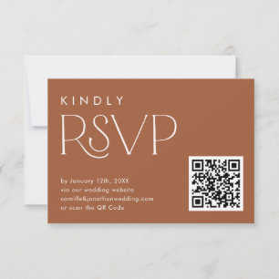 Boho Terracotta QR Code UAWG Wedding Card RSVP Karte