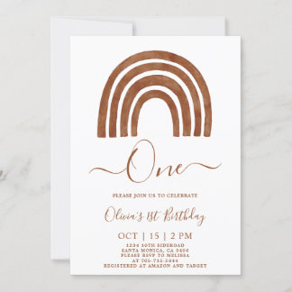 Boho Terracotta Rainbow 1. Geburtstag Einladung