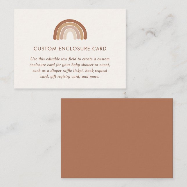 Boho Terracotta Rainbow Baby Dusche Custom Begleitkarte (Vorne/Hinten)