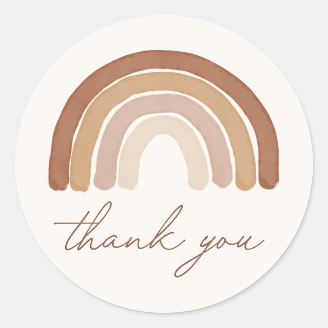 Boho Terracotta Rainbow Baby Dusche Runder Aufkleber (Vorderseite)
