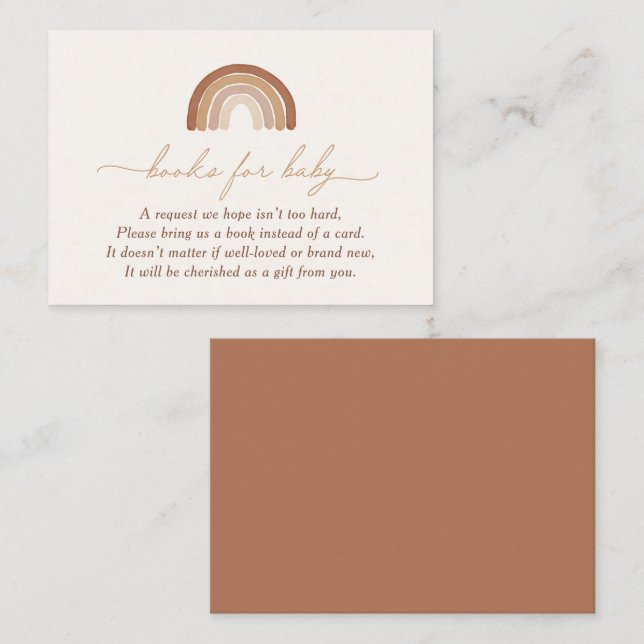 Boho Terracotta Rainbow Books for Baby Begleitkarte (Vorne/Hinten)