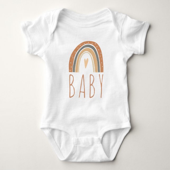 Boho Terracotta Rainbow Heart Baby Jumper Strampler (Vorderseite)