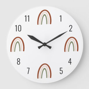 Boho Terracotta Rainbow Kids Wall Clock Große Wanduhr