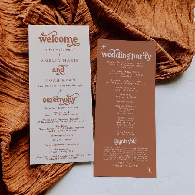 Boho Terracotta Retro Wedding Program (Von Creator hochgeladen)
