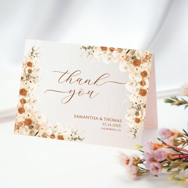 Boho Terracotta Rose Calla Lily Wedding Vielen Dan Dankeskarte (Von Creator hochgeladen)