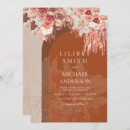 Boho Terracotta Rose Pampas Grass Floral Wedding