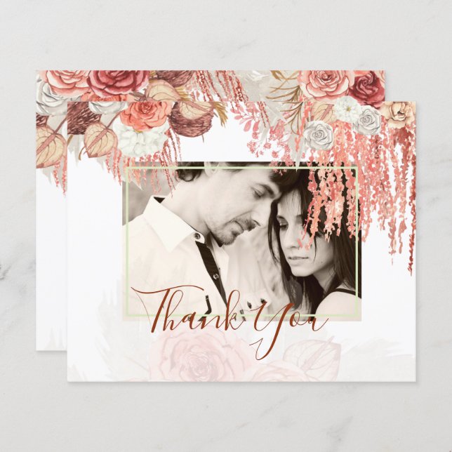 Boho Terracotta Rose Pampas Grass Floral Wedding (Vorne/Hinten)