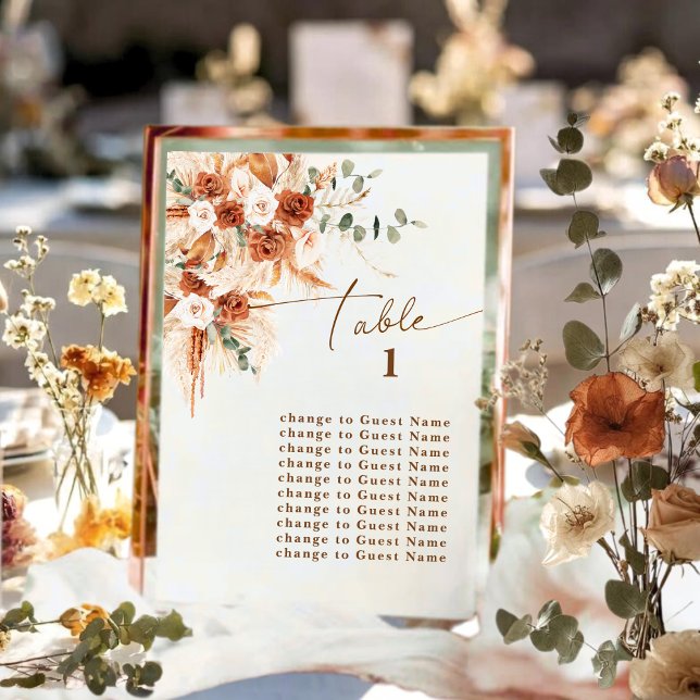 Boho Terracotta Rose Pampas Table 1 Seating Plan (Von Creator hochgeladen)
