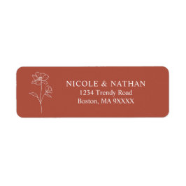 Boho Terracotta Rust Beige Wedding Label