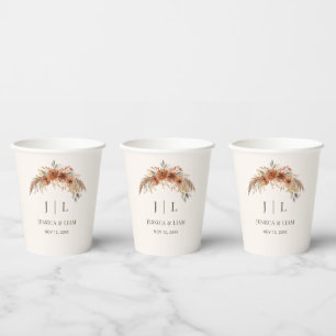 Boho Terracotta Rust Fall Floral Wedding Pappbecher