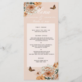 Boho Terracotta Sage Floral Hochzeit im Herbst Menükarte