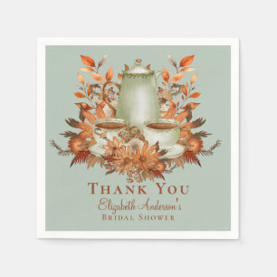 Boho Terracotta Sage Tee Party Abendessen Geschirr Serviette