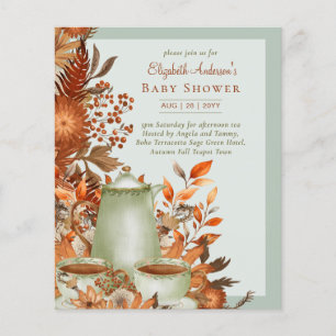 Boho Terracotta Sage Tee Party Baby Brautparty Flyer