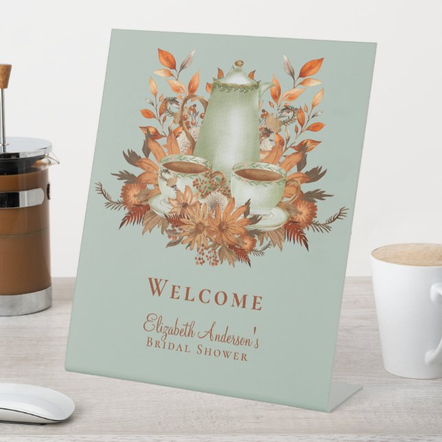 Boho Terracotta Sage Tee Party Baby Brautparty Sockelschild (In Situ)