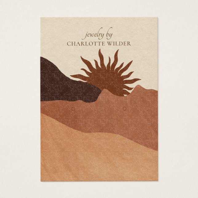 Boho Terracotta Sand Abstrakt Earring Display Card (Vorderseite)