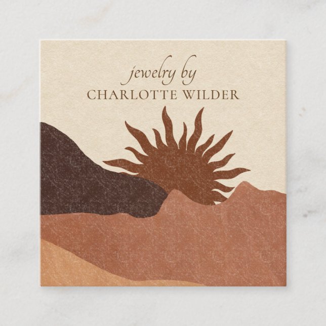 Boho Terracotta Sand Abstrakter handgefertigter Ju Quadratische Visitenkarte (Vorderseite)