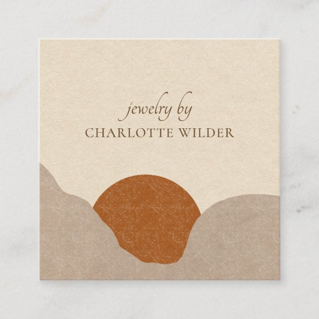 Boho Terracotta Sand Abstrakter handgefertigter Ju Quadratische Visitenkarte (Vorderseite)