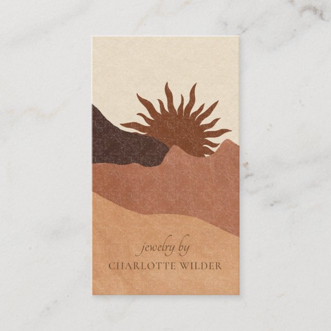 Boho Terracotta Sand Abstrakter handgefertigter Ju Visitenkarte (Vorderseite)