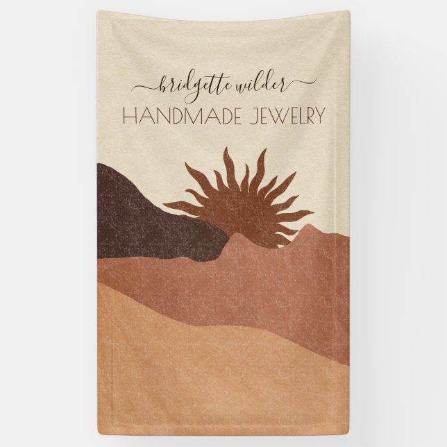 Boho Terracotta Sand Sun Handmade Juwelier Banner (Vertikal)