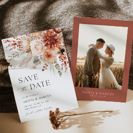 Boho Terracotta Taupe Elegante Hochzeit Save The Date