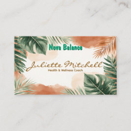 Boho Terracotta Tropical Health Business Card Visitenkarte