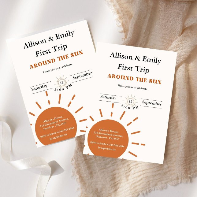 Boho terracotta Twins erste Reise Geburtstag Einladung (Von Creator hochgeladen)