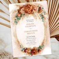 Boho Terracotta und bordeauxrote Blume Pampasgras
