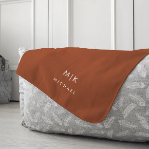 Boho Terracotta und White Modernes Monogramm Fleecedecke