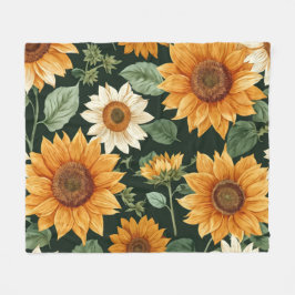 Boho Terracotta Vintag Sonnenblumenmuster Fleecedecke
