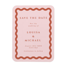 Boho Terracotta Wavy Frame Wedding Save the Date Magnet