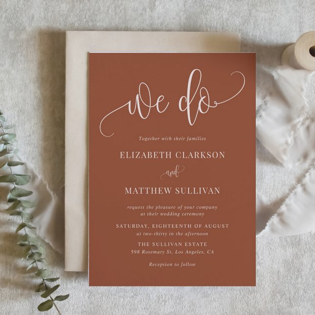 Boho Terracotta We Do Modern Calligraphy Wedding Einladung (Boho Terracotta We Do Modern Calligraphy Wedding Invitation)