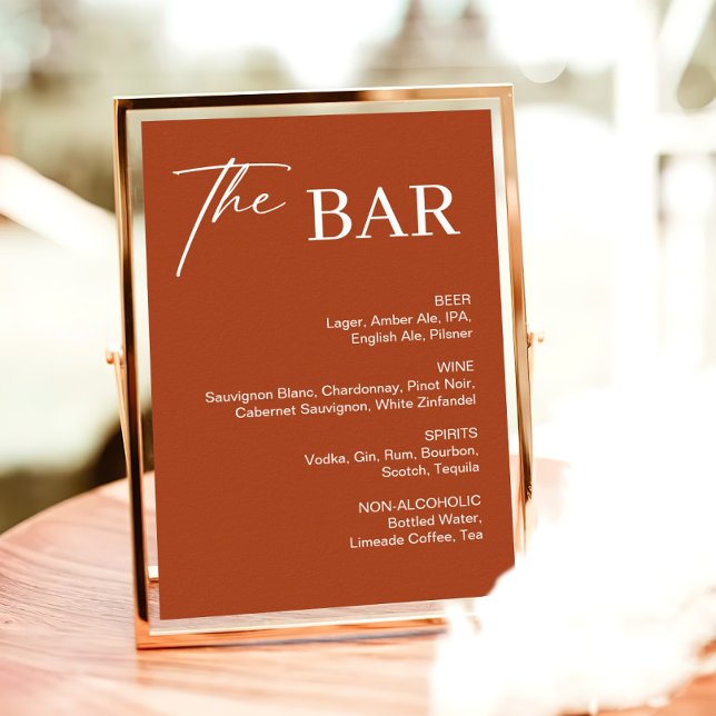 Boho Terracotta Wedding Bar Sign Poster (Von Creator hochgeladen)
