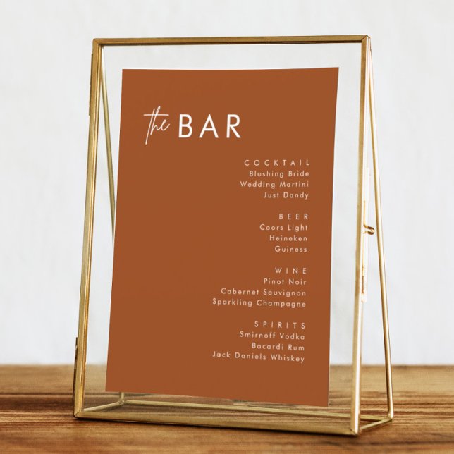 Boho Terracotta Wedding Drinks Bar Menu Cards Menükarte (Von Creator hochgeladen)